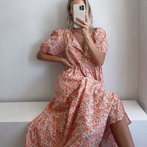 🎃 Apricot Blush Kalina Maxi Dress in Cotton Linen Oak Meadow